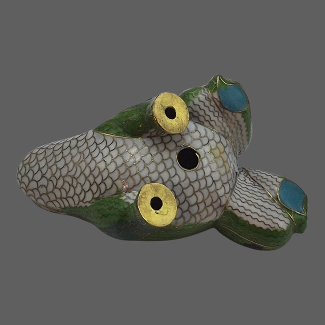 Whimsical Cloisonne Hand Painted Enamel Frog Figurine For Sale - Image 6 of 7