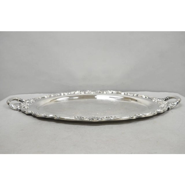 Vintage Silver Plated Scalloped Oval "Stag/Deer" Meat Serving Platter Tray For Sale - Image 13 of 14
