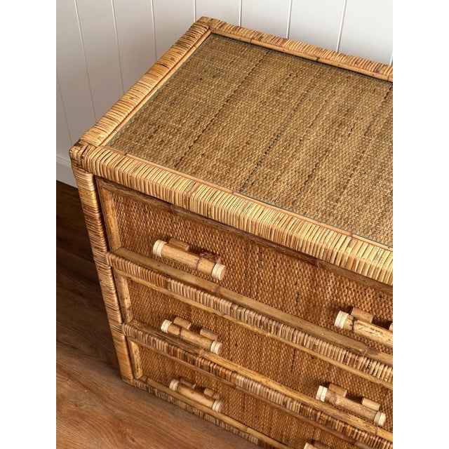 Wood Vintage Woven Rattan Chest of Drawers For Sale - Image 7 of 18