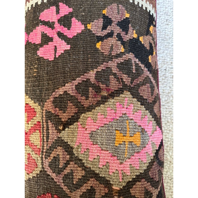 Textile Vintage Kilim Lumbar Pillows & Inserts - a Pair For Sale - Image 7 of 9