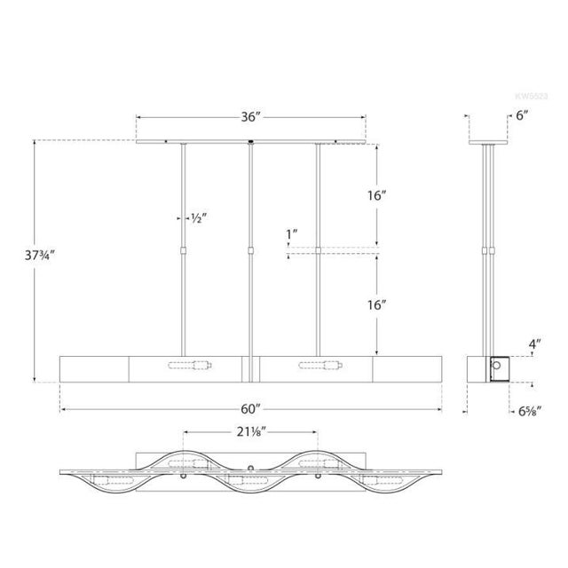 Modern Kelly Wearstler for Visual Comfort Signature Avant Large Linear Pendant in Polished Nickel with Frosted Glass For Sale - Image 3 of 3