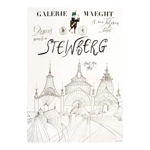 Saul Steinberg 'Galerie Maeght 1953' Modernism White,Gray France Lithograph