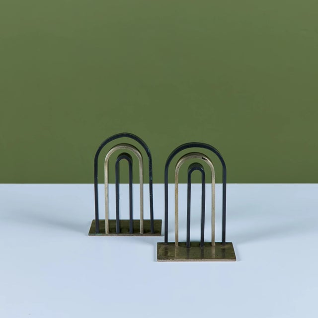 1930s Pair of Arch Bookends by Walter von Nessen for Chase USA For Sale - Image 5 of 18
