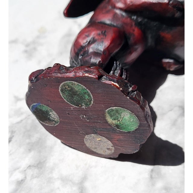 Red Red Boxwood Japanese Netsuke Pig Figurine For Sale - Image 8 of 11
