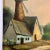 Mid-Century Modern Vintage Art Watercolor Scenic Holland Countryside Windmill Lake & Boat For Sale - Image 3 of 12