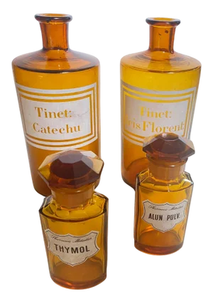20th Century French Cobalt Orange Pharmacy Bottles, Set of 4