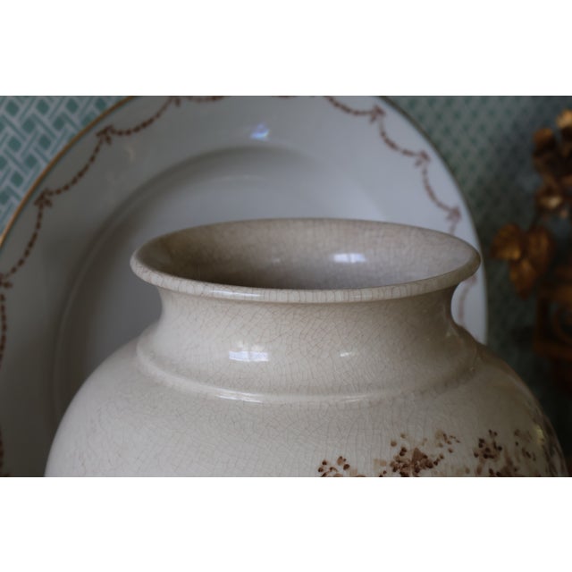 Rare Circa 2000 Maitland-Smith Hand-Painted Leopard Crackle-Glaze Vase For Sale - Image 14 of 18