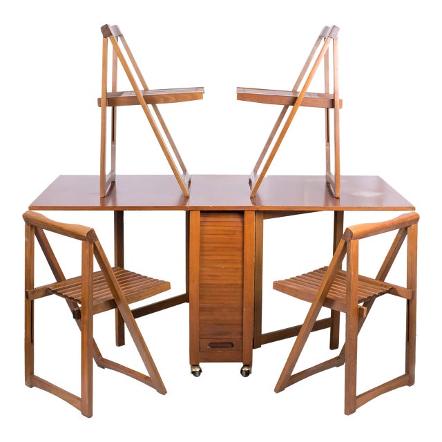 1960s Folding Drop Leaf Table and Chairs Set of 5 Chairish