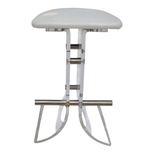 Sculptural Lucite & Chrome Bar Stools Mid-Century Modern 1976 For Sale