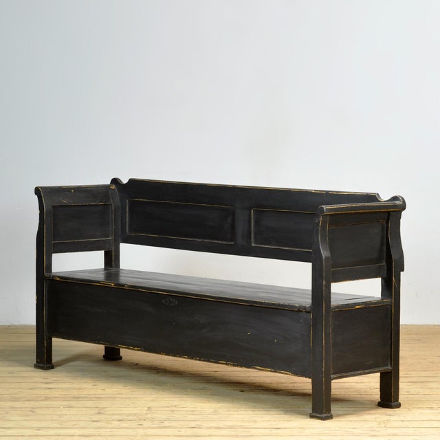 Rustic Antique Pine Drop-Top Bench, 1900s For Sale - Image 3 of 15