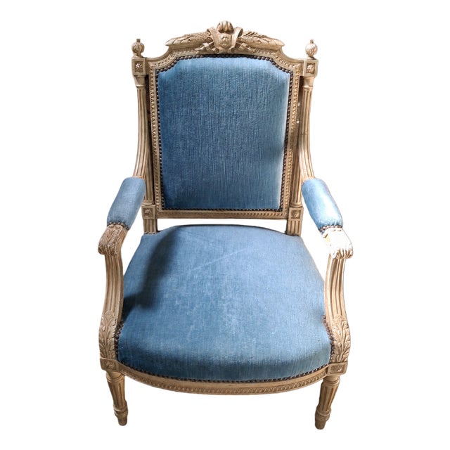 Louis XVI Style Armchair in Lacquered Wood, 1930s For Sale