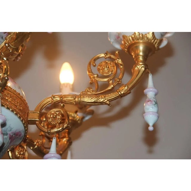 24-Carat Gold & Porcelain Chandelier, 1970s For Sale - Image 9 of 18