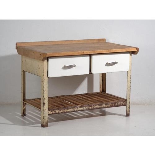 Japanese Industrial Worktable with Drawers For Sale - Image 12 of 13