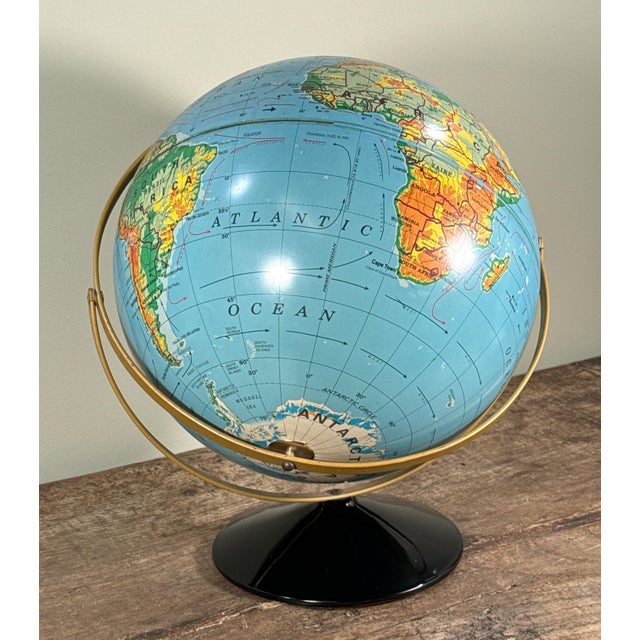Sky Blue Vintage Large 20" Mid Century Rand McNally World Globe on Stand For Sale - Image 8 of 11