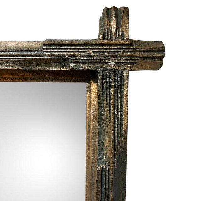 Antique Brutalist Folk Art Carved Wood Tramp Adirondack Wall Mirror For Sale - Image 4 of 5