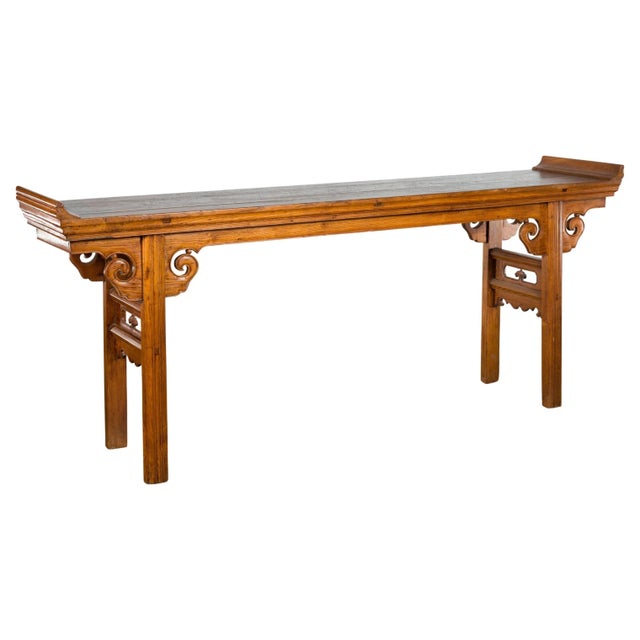 Chinese Qing Dynasty Wooden Altar Console Table with Cloudy Scroll Motifs For Sale - Image 13 of 13