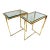 Pair of Mid Century Brass and Glass End Tables For Sale