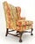 Chippendale Large Fancy Floral Pattern Uphlstry Fine Carved Ball & Claw Feet Wing Chair MINT For Sale - Image 3 of 13
