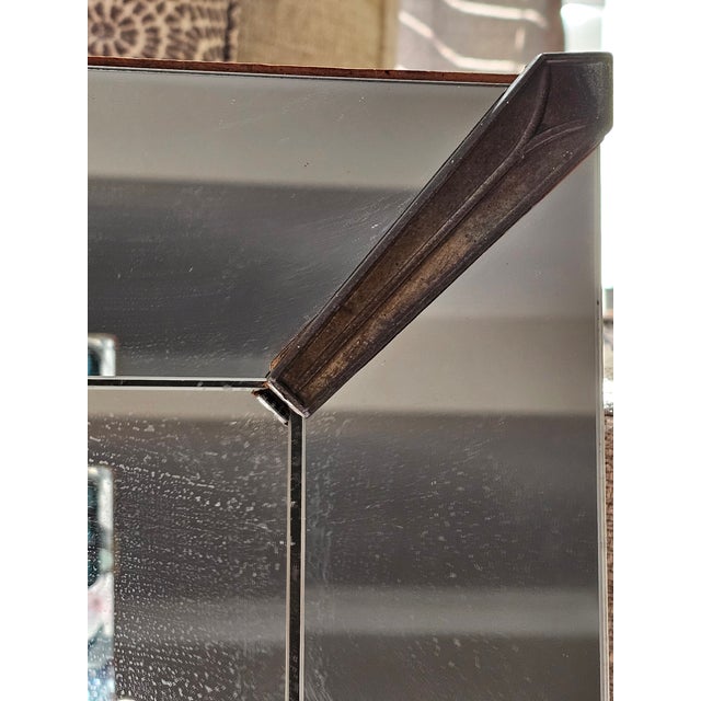 Art Deco 1940’s Art Deco Mirror With Gold Empire Style Metal Corner Brass Accents For Sale - Image 3 of 10