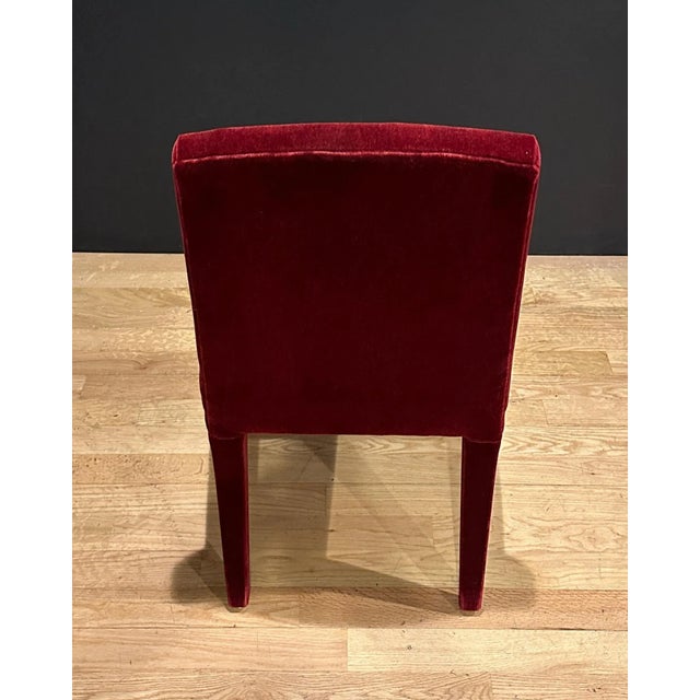 Set of 10 Burgundy Mohair Dining Chair For Sale In New York - Image 6 of 9