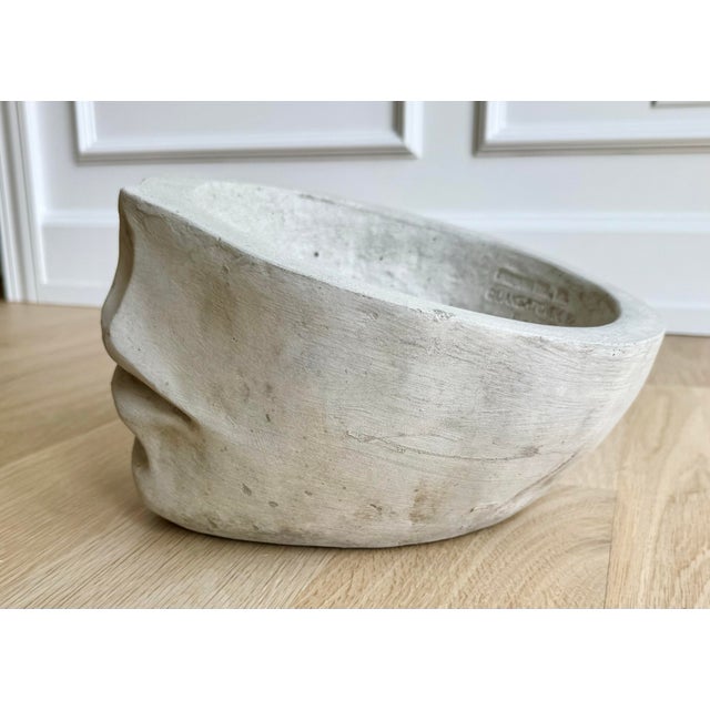Contemporary Vintage Campania International Sculptural “Faccia” Face Planter / Organic Modern Cast Stone / Concrete Vessel For Sale - Image 3 of 6