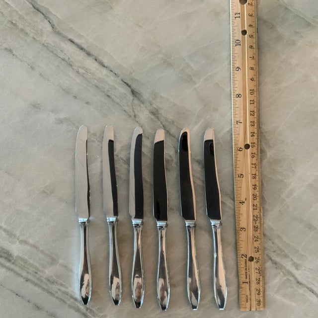 Mid 20th Century Vintage Mappin & Webb Sterling Silver Knives With Finger Point Stainless Blade - Set of 6 For Sale - Image 5 of 8