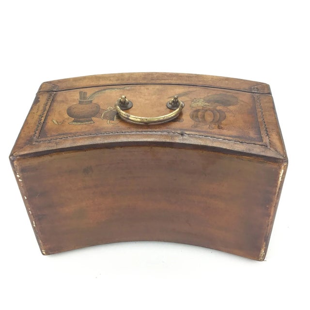 Vintage Hand Painted Leather Box For Sale - Image 12 of 12