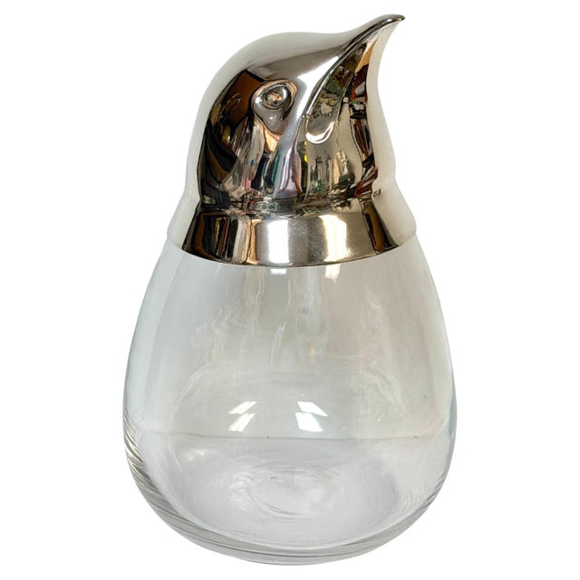 Modern Large Italian Modern Sterling Silver & Crystal Penguin Ice Bucket, 16" High For Sale - Image 3 of 18