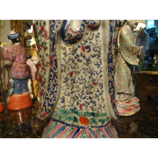 Late 19th or Early 20th Century Hand Decorated Chinese Porcelain Figure For Sale - Image 4 of 12