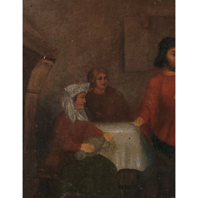 Art Deco Oil on Board Rustic Genre Scene, Holland, 18th Century For Sale - Image 3 of 6
