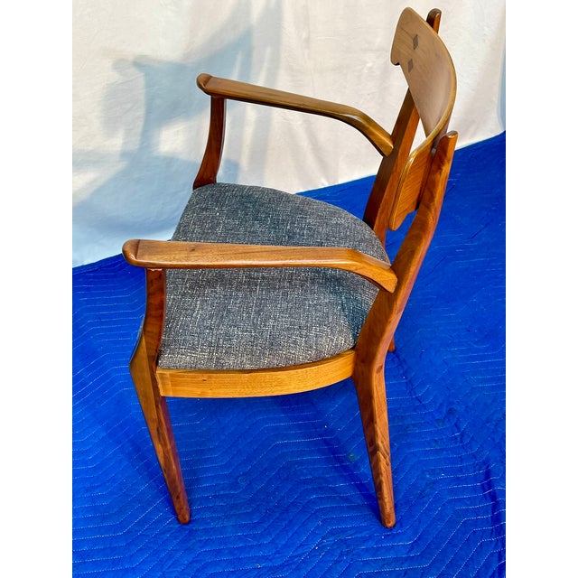 Vintage Kipp Stewart for Drexel Declaration Sculpted Walnut Armchairs - Pair (Newly Restored & Upholstered in Knoll Fabric) For Sale - Image 14 of 17