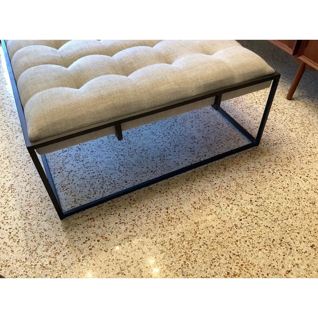 Modern Gray Tufted Coffee Table Ottoman For Sale - Image 3 of 11