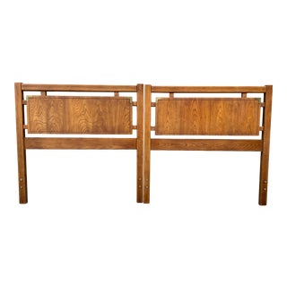 Vintage Late 20th Century Campaign Brass-Accented Twin Headboards - a Pair For Sale