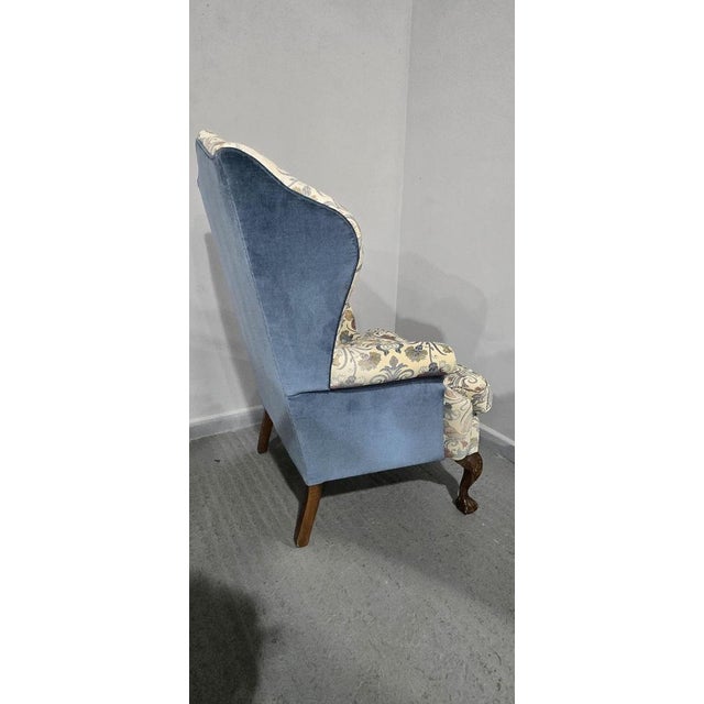 Cream Large Mahogany Framed Wing Armchair For Sale - Image 8 of 13