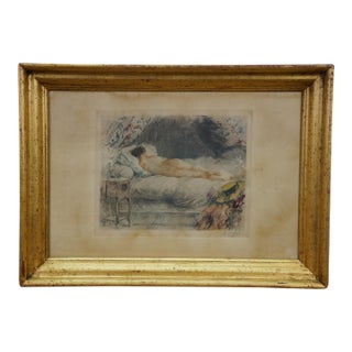 Antique Signed Antoine Calbet Awakening the Sleeping Beauty Etching 25" For Sale