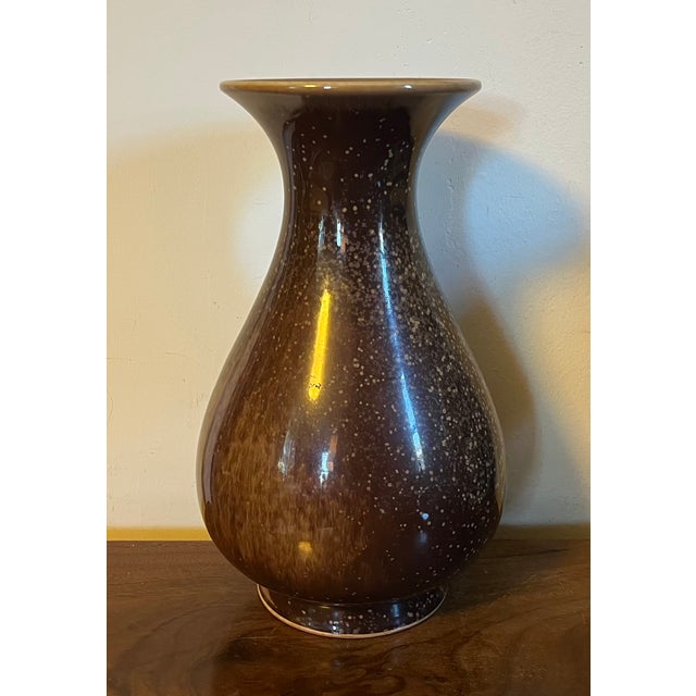 Antique Early 20th Century Japanese Brown Speckled Glaze Baluster Shape Porcelain Vase For Sale - Image 14 of 17