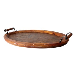 Vintage Rustic Wood Tray For Sale