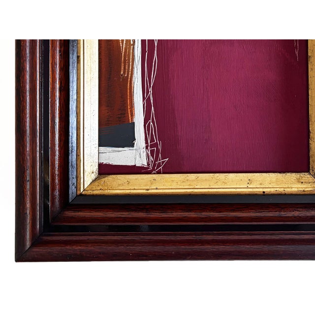 Red "Velvet Desire" Abstract Art in Antique Frame, Red Abstract Painting by JTS For Sale - Image 8 of 10