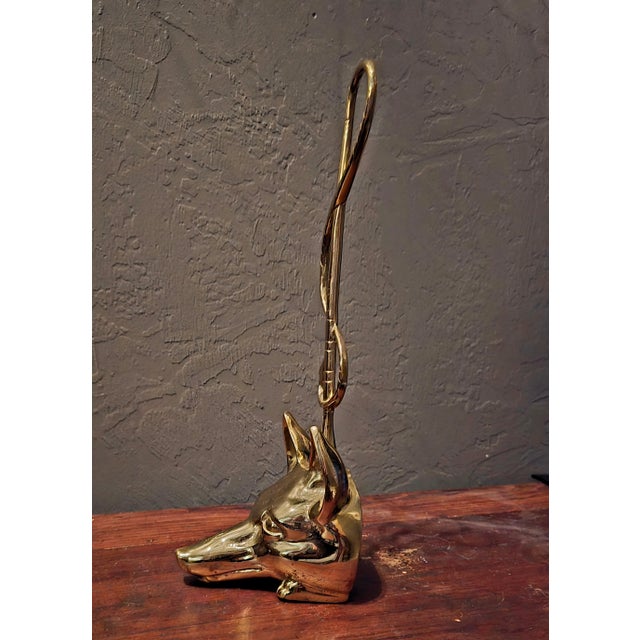 Mid-20th Century Virginia Metalcrafters Brass Fox Head and Riding Crop Doorstop For Sale In Pittsburgh - Image 6 of 12