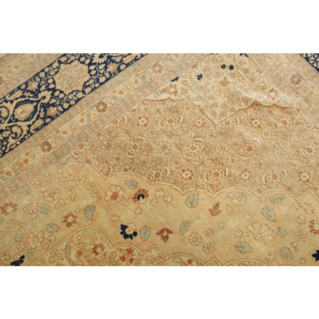 Antique Zabihi Collection Ivory Hadji Jal Li Tabriz Rug - 8'11" x 12' For Sale - Image 9 of 12
