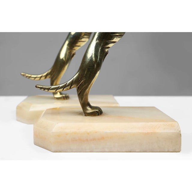 Metal Art Deco Bookends in Copper with Marble Bases, France, 1930s, Set of 2 For Sale - Image 7 of 11