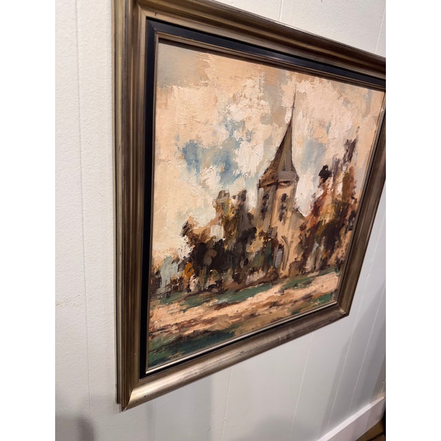 English 20th Century Oil on Board "Small Chapel at Grimberghe" For Sale - Image 3 of 11