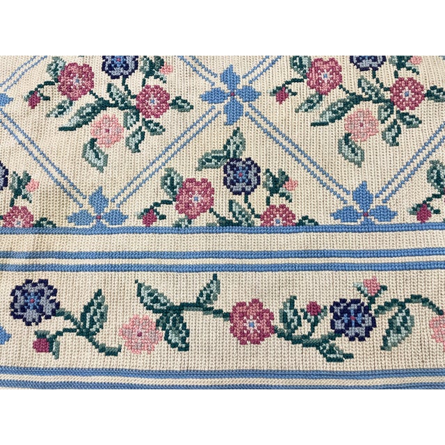 White Vintage European Needle Point Rug, as Is For Sale - Image 8 of 10