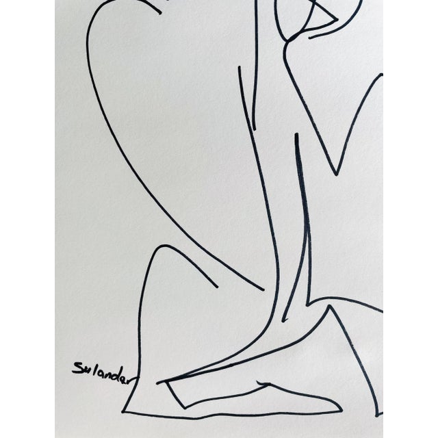 Erik Sulander Post-Modern Figurative Drawing by Erik Sulander in Ink on Paper, Signed, Framed. For Sale - Image 4 of 6