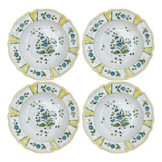 Vintage Cantagalli Italy Hand-Painted Majolica Soup or Pasta Bowls - Set of 4 For Sale