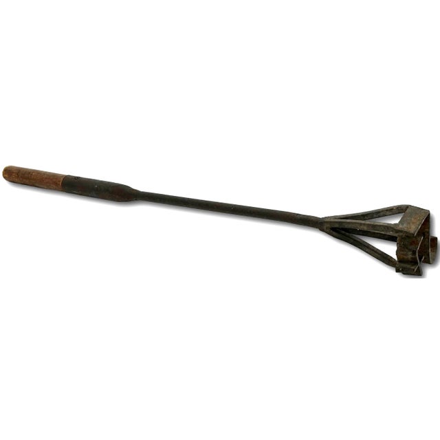 Large Authentic Antique Western Hand Wrought Iron & Wood Handle J Bar 7 Cattle Ranch Branding Iron For Sale - Image 4 of 12