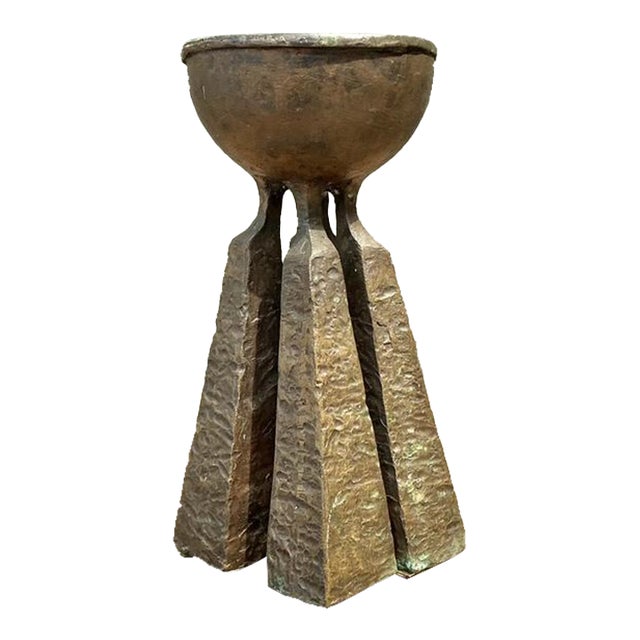 Vintage Hammered Bronze Chalice For Sale
