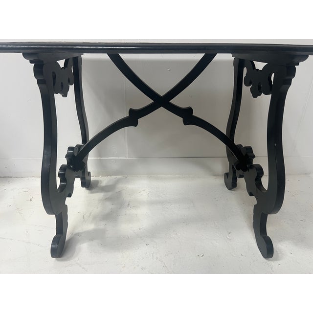 Ceremonial Table in Blackened Wood with Marquetry Top, Spain, 19th Century For Sale - Image 9 of 18