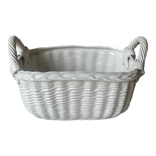 Vintage Ceramic Italian Basket With Handles For Sale