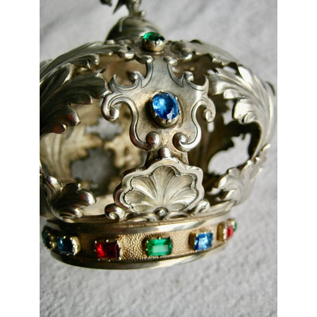Silver Statue Crown With Colored Stones 19 Century For Sale - Image 10 of 10